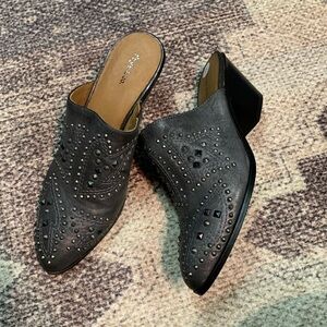 Frye & Co. western clogs gray studded leather